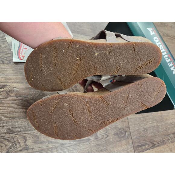 Mephisto Minoa Liz Camel Beige Shimmer Wedge Sandals US Size 12 - Picture 7 of 10